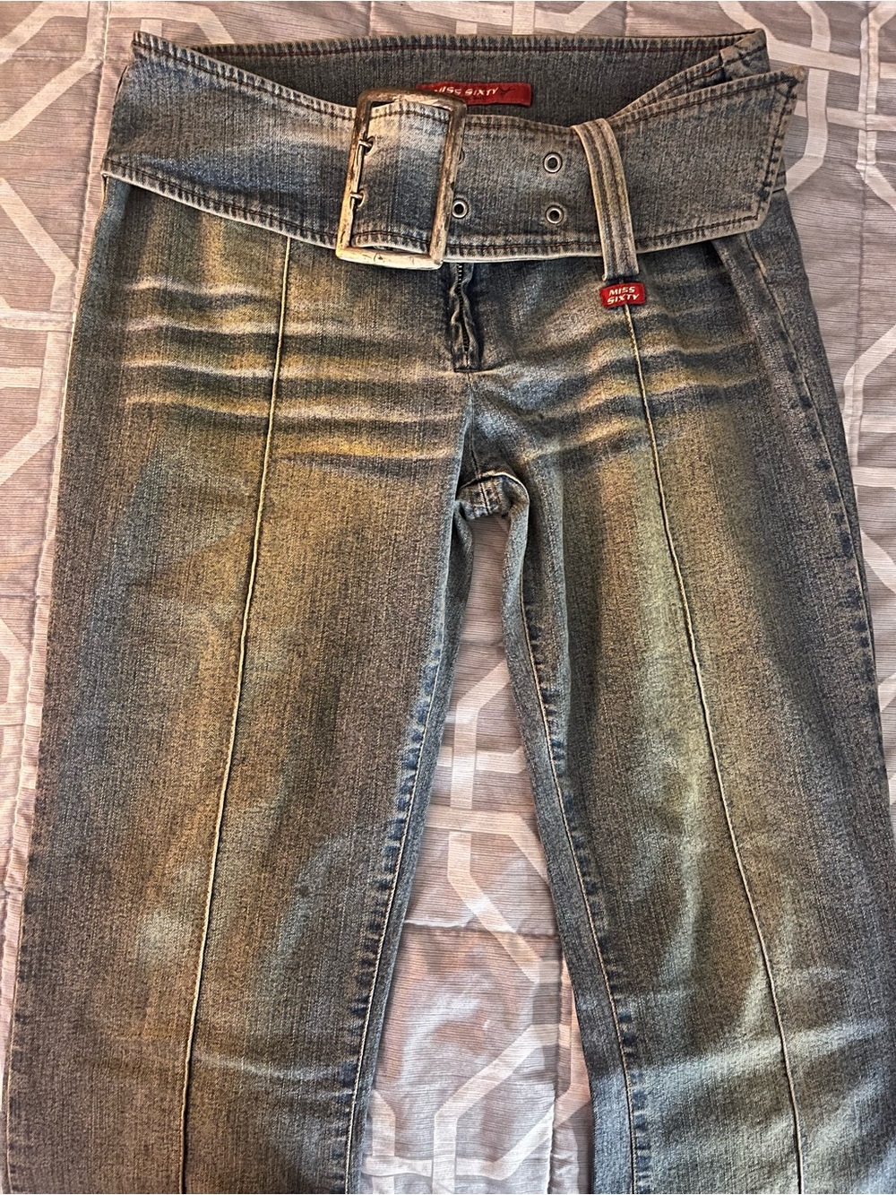 Rare vintage Miss Sixty Women's Washed Jeans with Belt. Perfect condition!